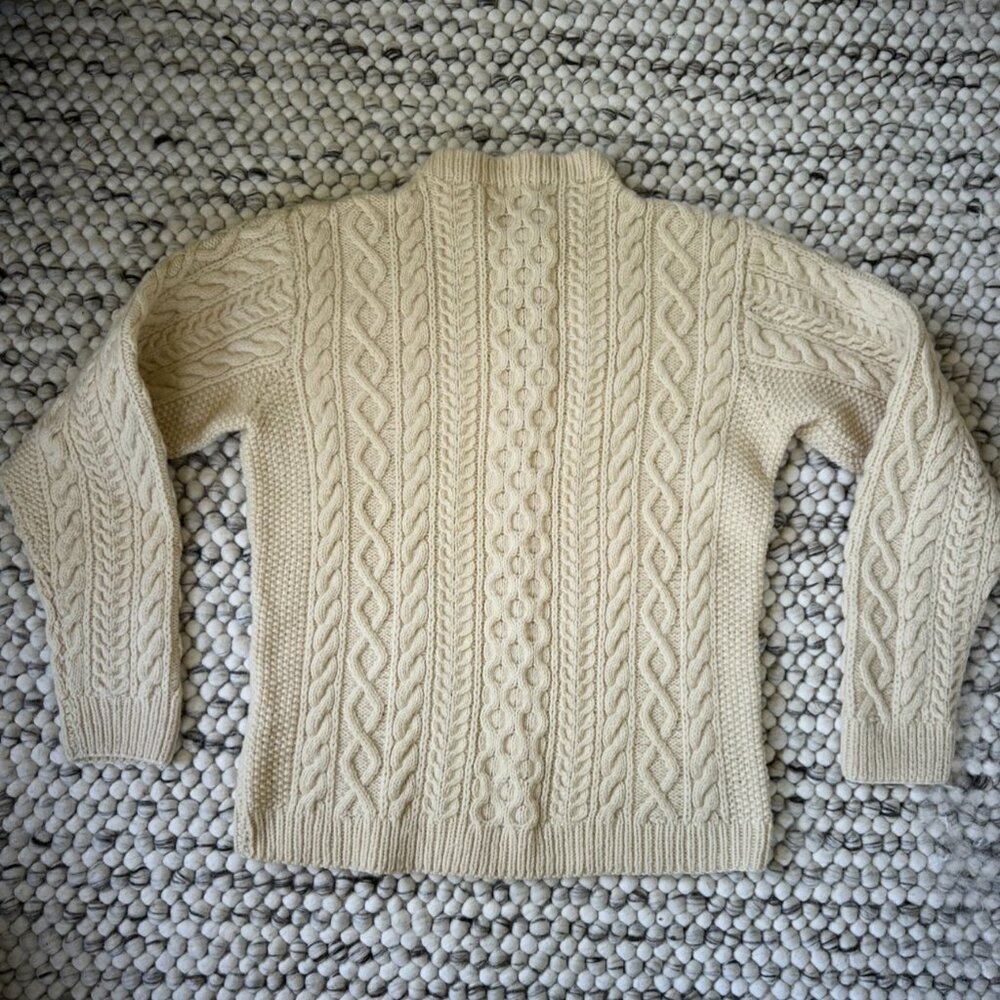 Handknit Fisherman Cable Knit Wool Sweater - Picture 2 of 4
